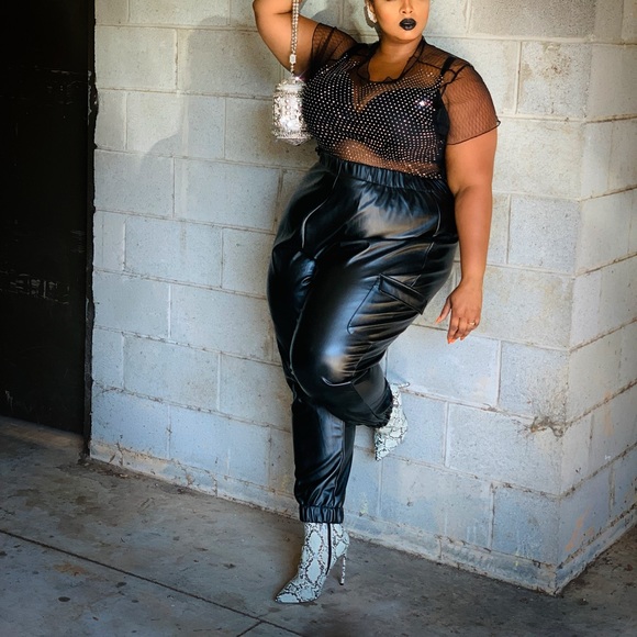 plus size leather jogger pants